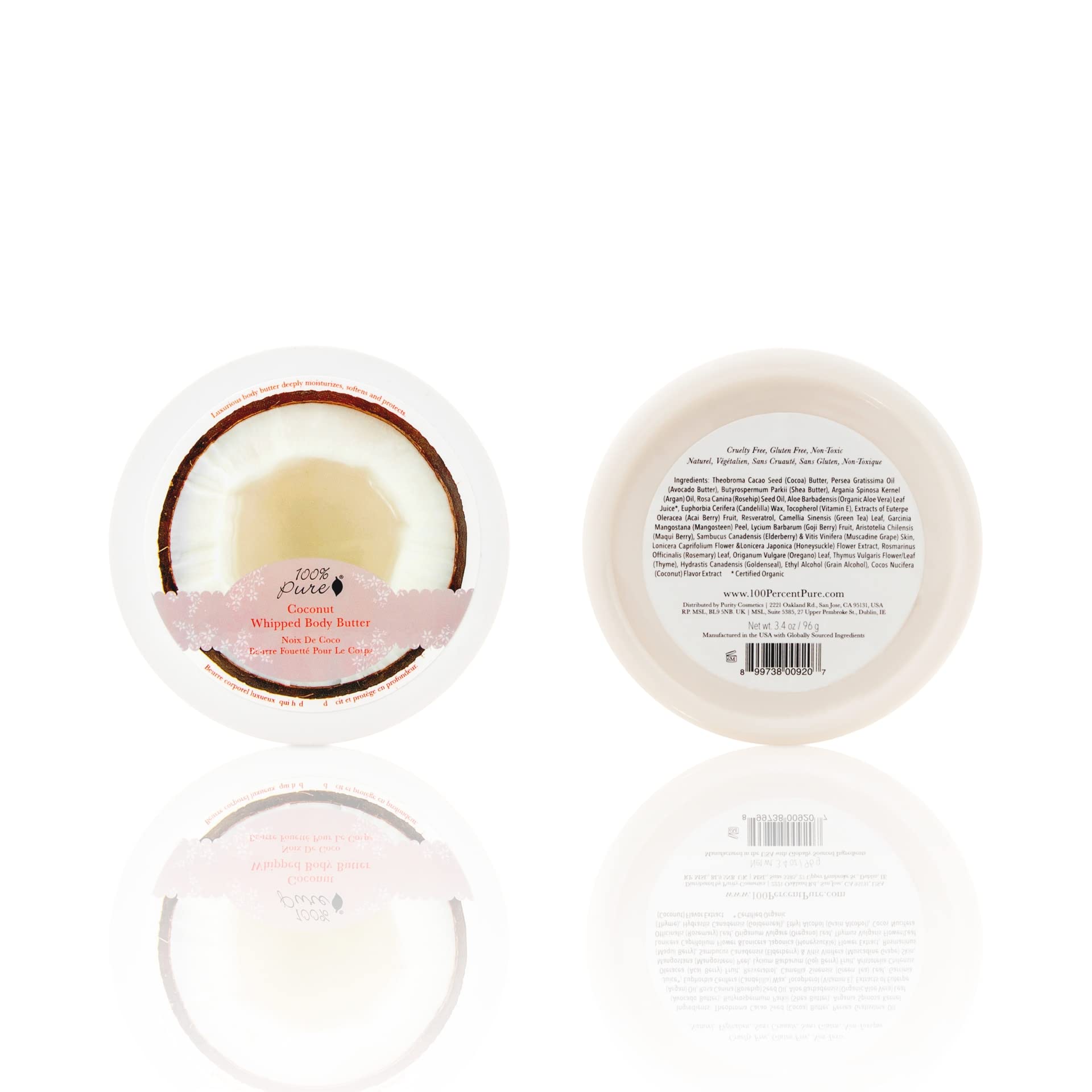 100% PURE Coconut Whipped Body Butter – Deep Hydration for Dry Skin, Vegan, 3.4 oz
