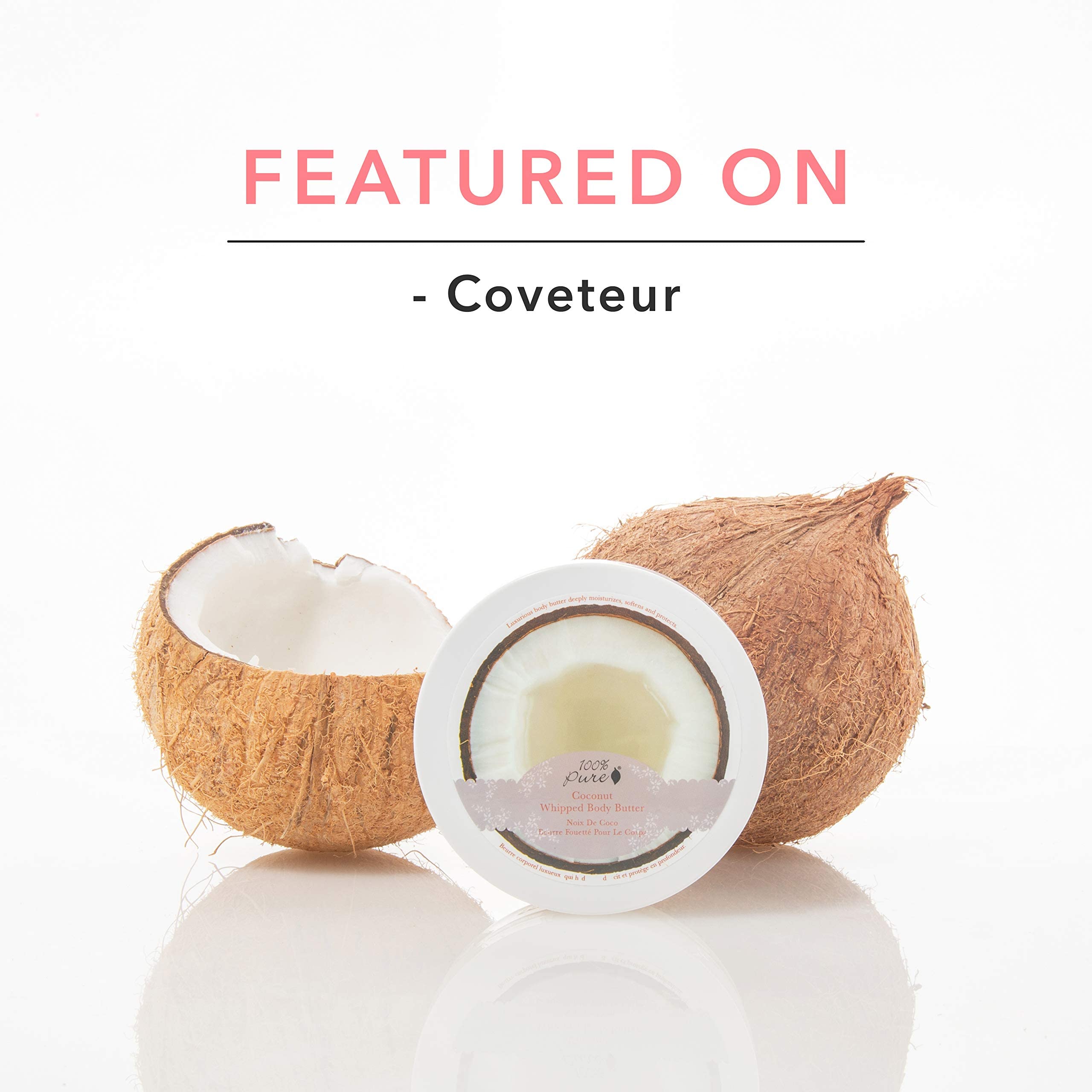 100% PURE Coconut Whipped Body Butter – Deep Hydration for Dry Skin, Vegan, 3.4 oz