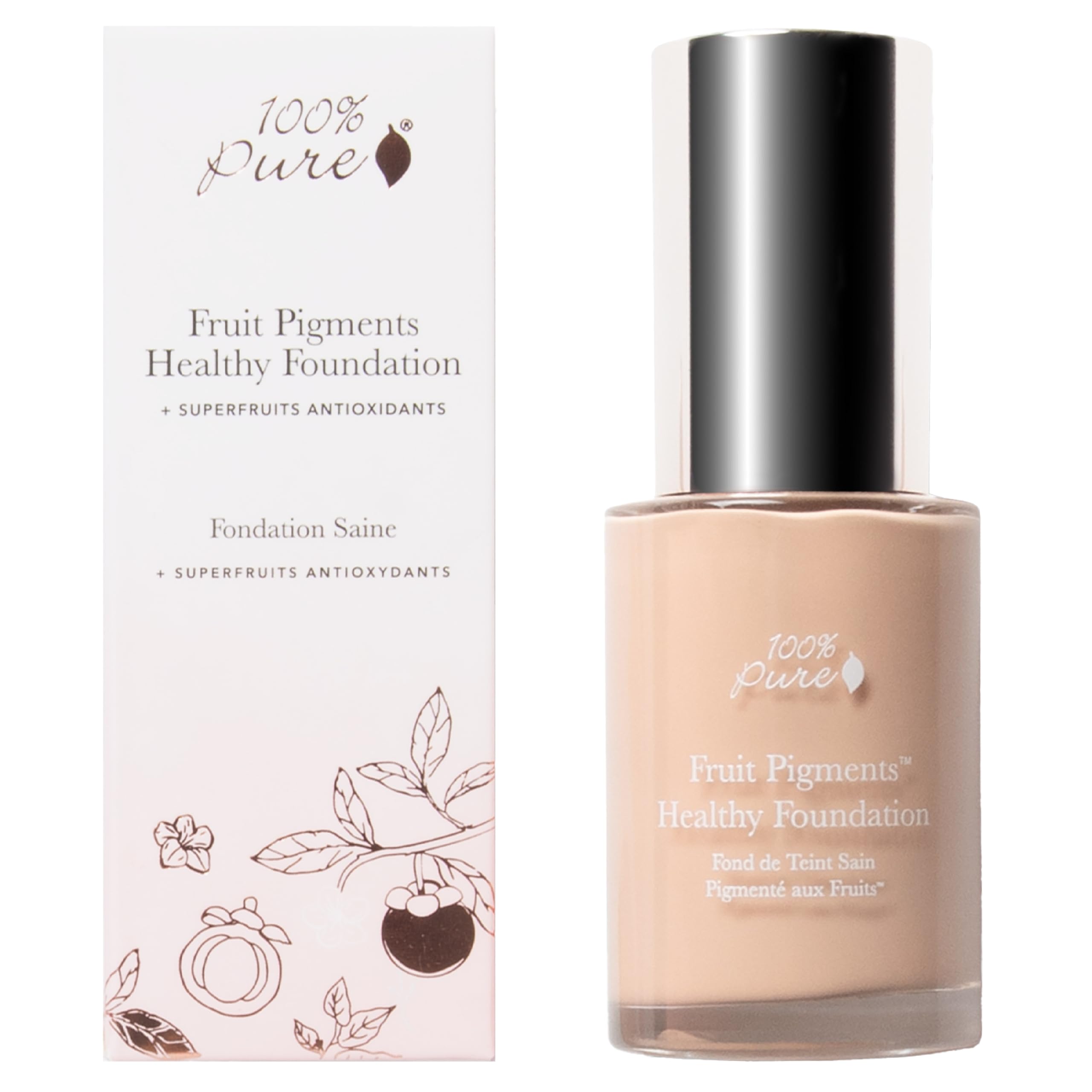 100% PURE Healthy Foundation - Light Warm Fruit Pigmented, Full Coverage, 1 oz