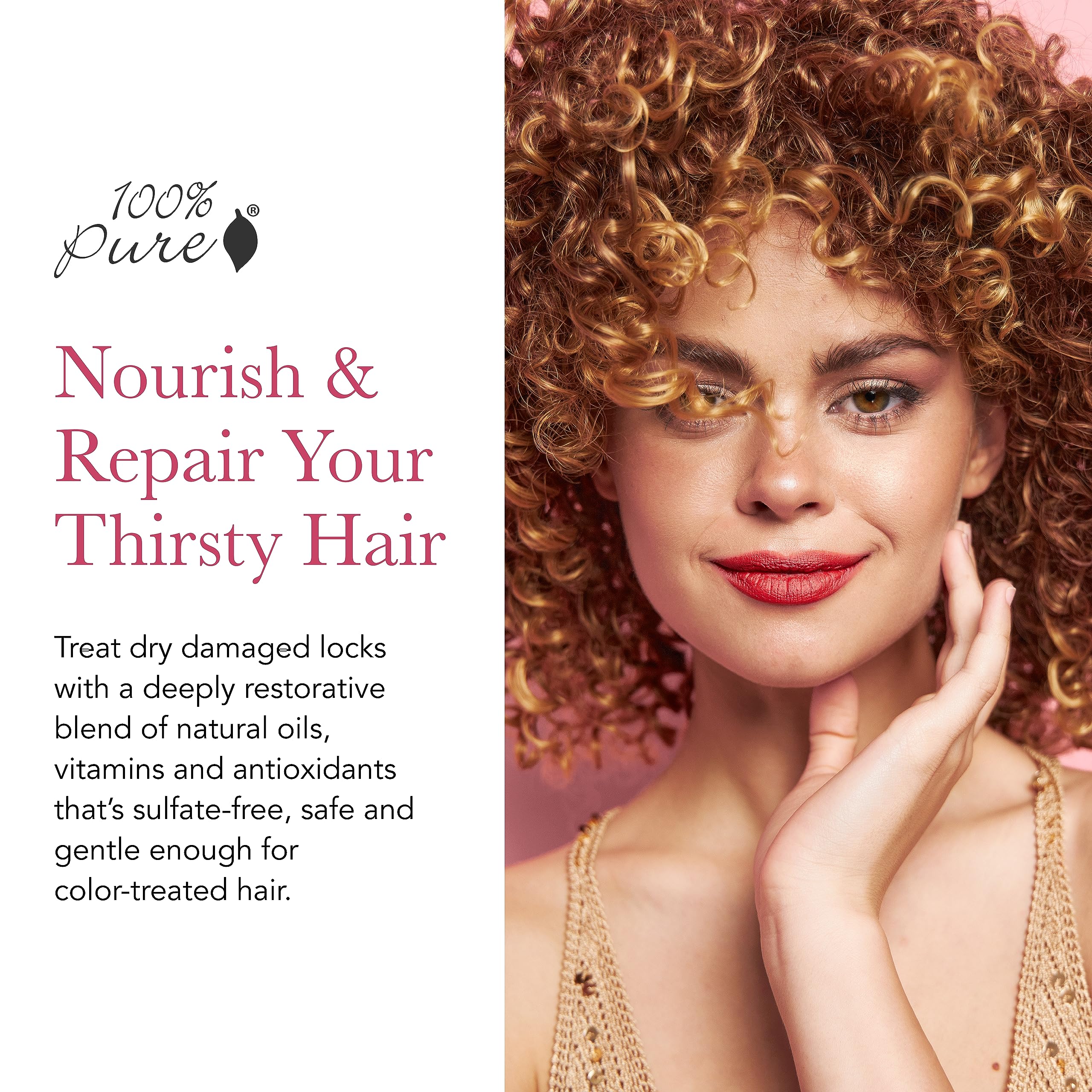 100% PURE Glossy Locks Repair Conditioner – Deep Moisture & Nourishing Treatment, 13.5 fl oz