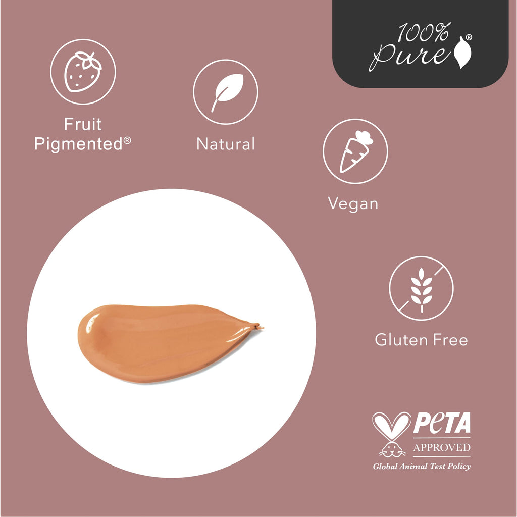 100% Pure Tinted Moisturizer – Golden Peach, Light–Medium Coverage, Dewy Glow, Vegan