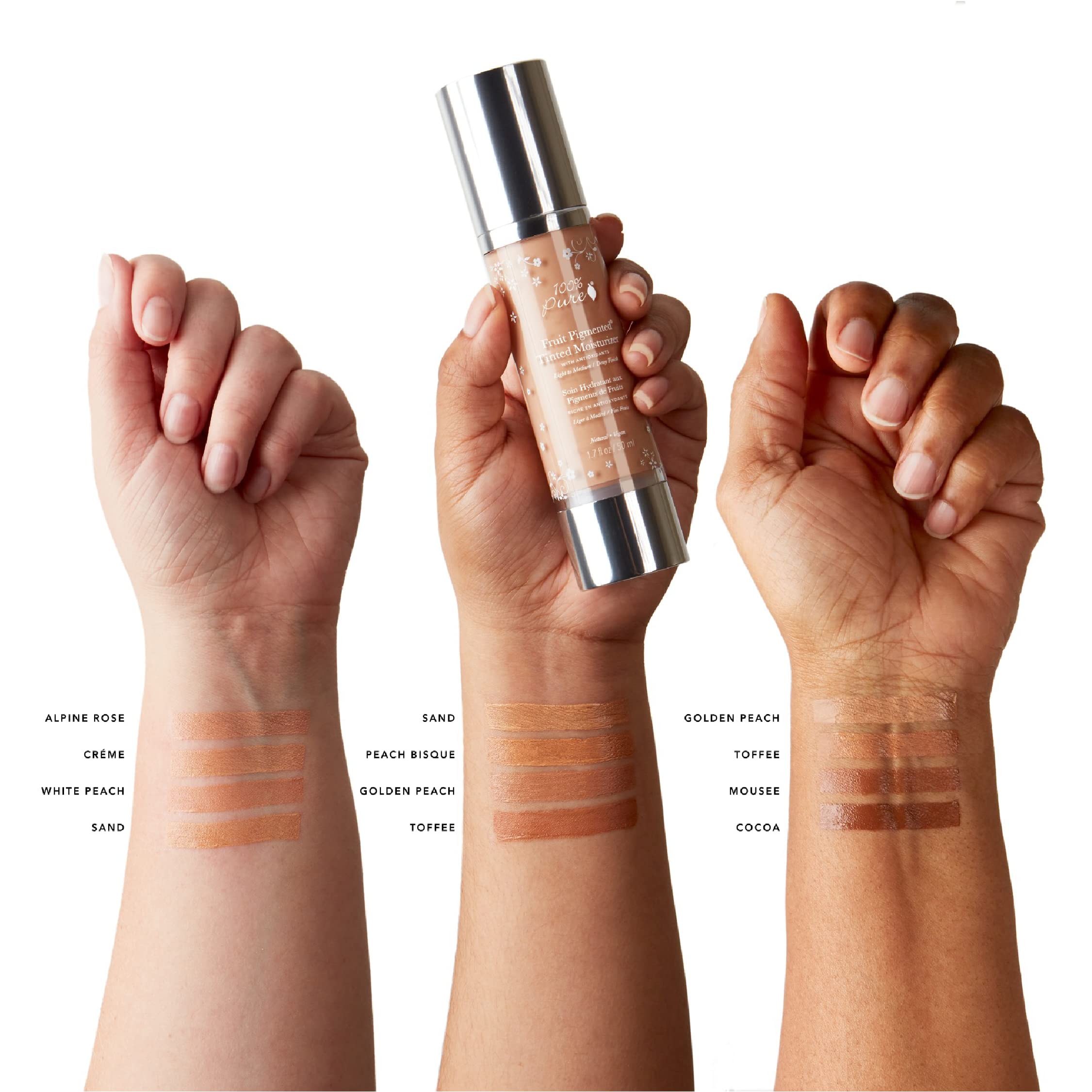 100% Pure Tinted Moisturizer – Golden Peach, Light–Medium Coverage, Dewy Glow, Vegan