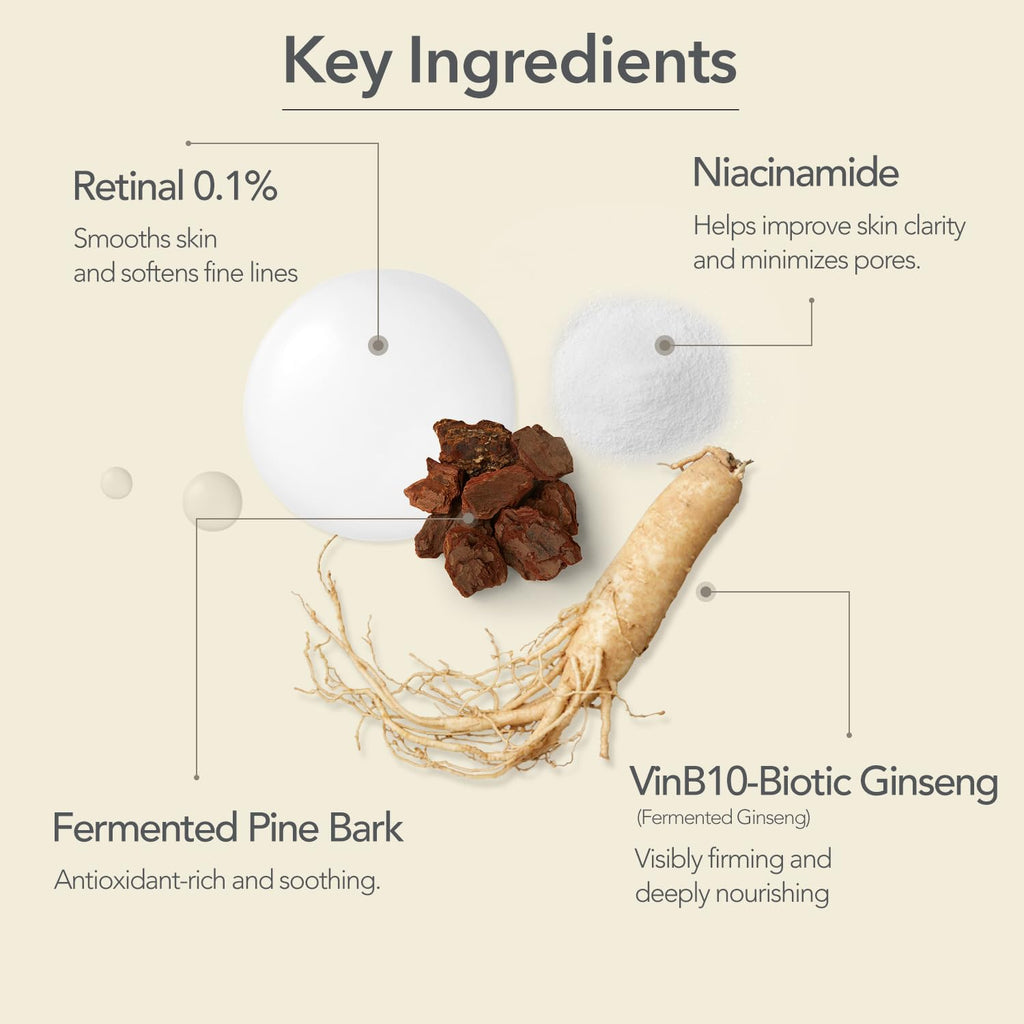 107 VINBIOME Retinal Serum 0.1% with Ginseng — Hydrating & Firming for Sensitive Skin