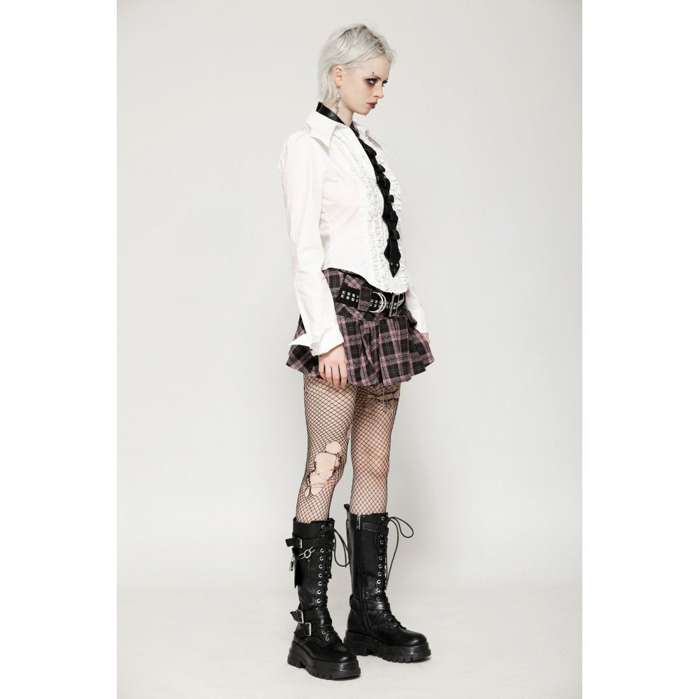 Dark in Love Rowan Punk Pink Plaid Mini Skirt - Size UK 8 Left Only!