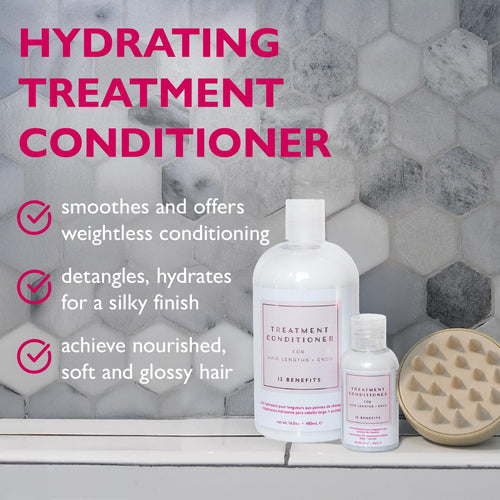 12 Benefits Sulfate-Free Hydrating Hair Treatment Conditioner - Argan, Avocado, Marula Oils