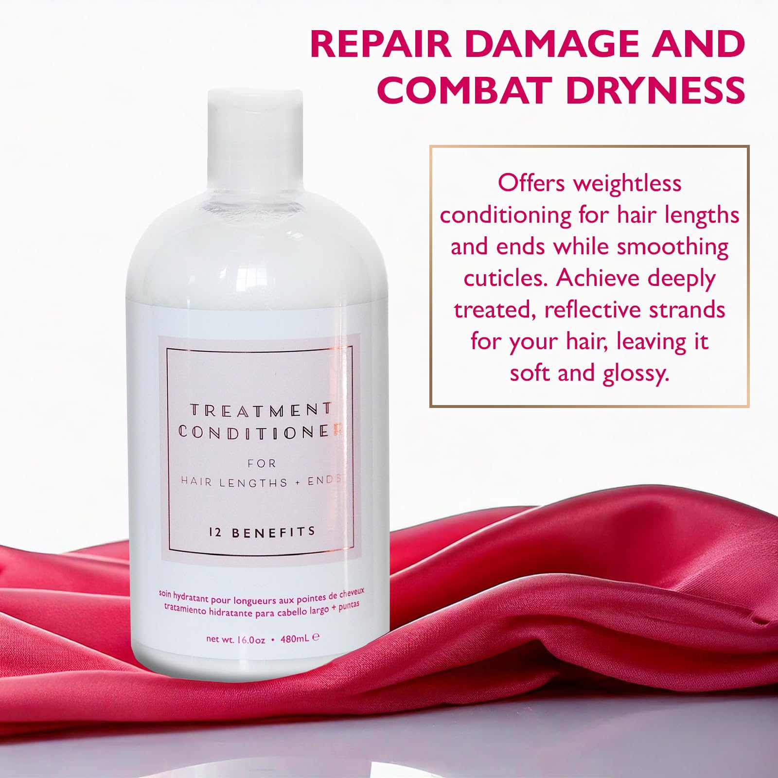 12 Benefits Sulfate-Free Hydrating Hair Treatment Conditioner - Argan, Avocado, Marula Oils