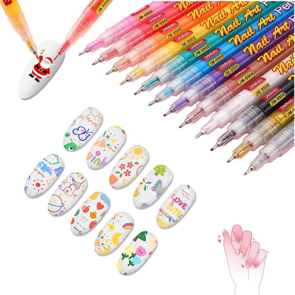12 Colors Nail Art Pens Set | 0.5mm Quick-Dry Nail Markers for DIY Manicure