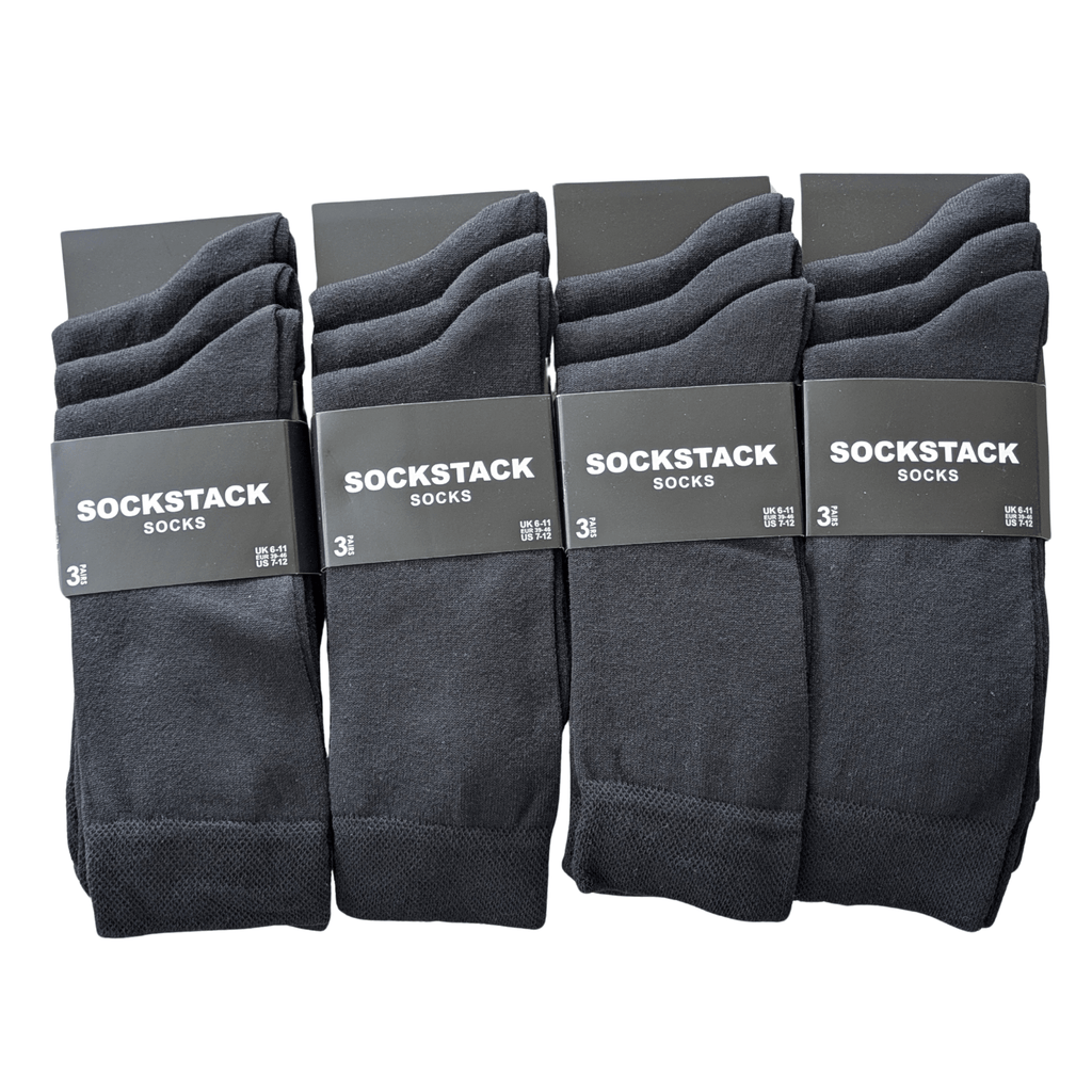 Sock Stack Men's Colourful Heel Toe Black Argyle Diamond Socks Cotton Rich Comfort Fit