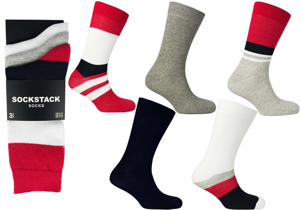 Sock Stack Men's Colourful Heel Toe Black Argyle Diamond Socks Cotton Rich Comfort Fit