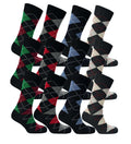 Sock Stack Men's Colourful Heel Toe Black Argyle Diamond Socks Cotton Rich Comfort Fit