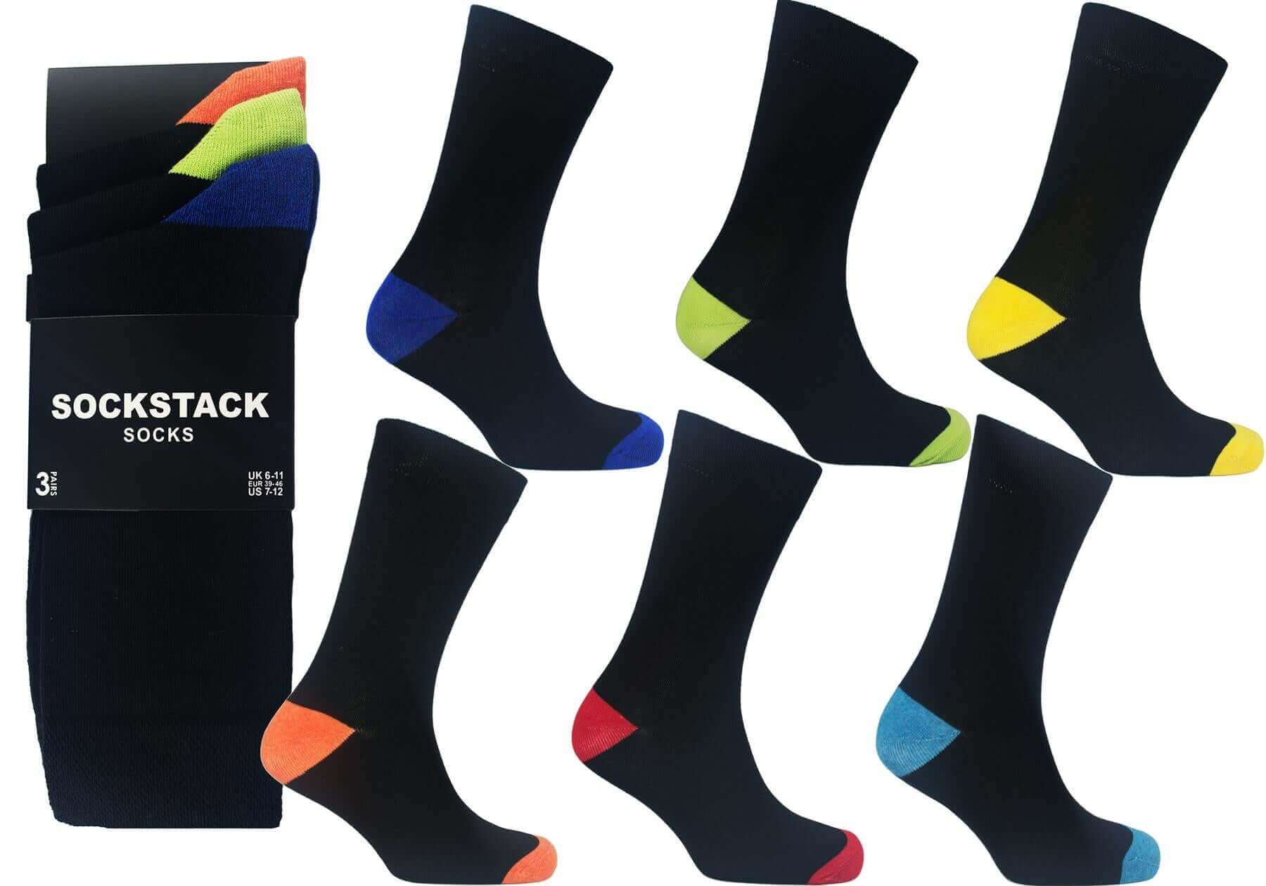 Sock Stack Men's Colourful Heel Toe Black Argyle Diamond Socks Cotton Rich Comfort Fit