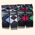 Sock Stack Mens Socks 12 Pairs Cotton Colorful Heel Toe Black Argyle Diamond Easycare