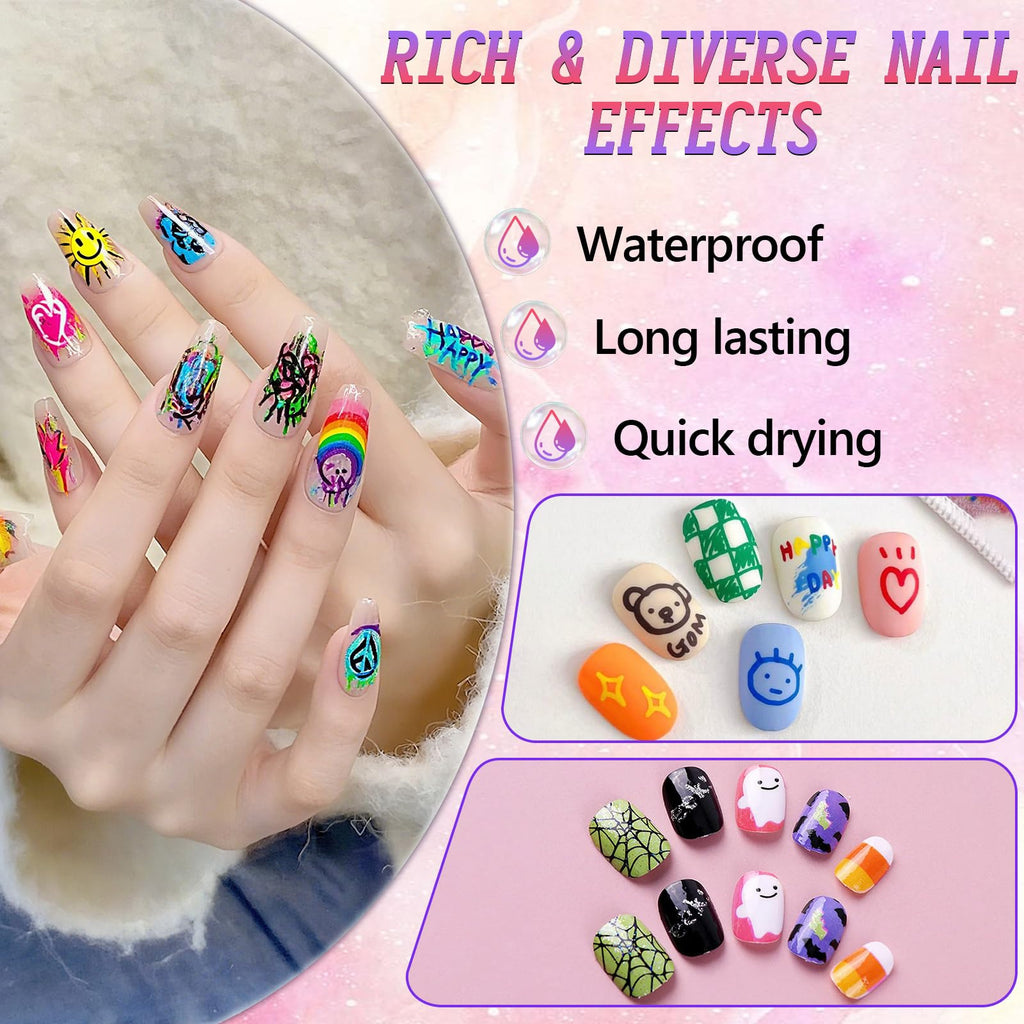 12 Color Nail Art Pens Set – 0.5mm Quick-Dry Nail Markers for DIY Nail Art