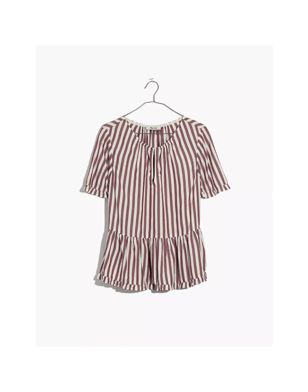 MADEWELL Stanza Ruffle Hem Top in Stripe Top