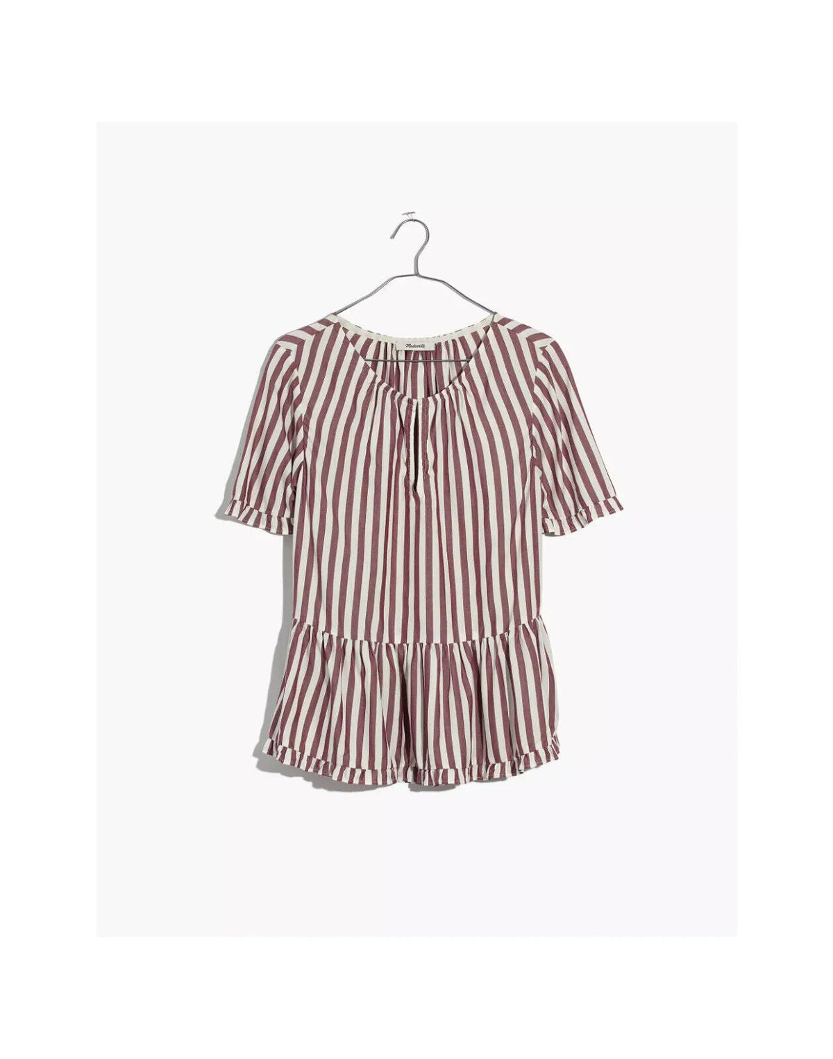 MADEWELL Stanza Ruffle Hem Top in Stripe Top