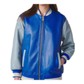 Women's Blue Suede Varsity Jacket