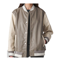 Women's Grey Suede Varsity Jacket
