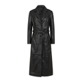Women's Long Black Leather Trench Coat
