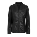 Women's Black Leather Stand-Collar Jacket