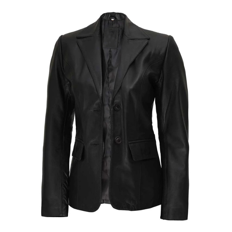 Women's Two-Button Lambskin Leather Blazer