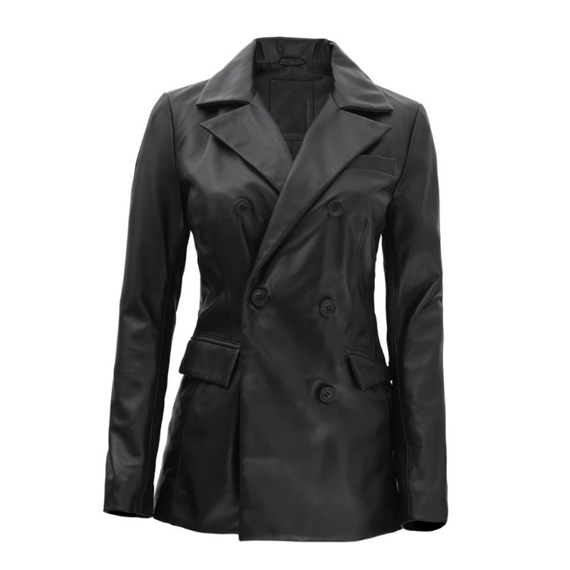 Women's Black Lambskin Leather Blazer