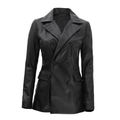 Women's Black Lambskin Leather Blazer
