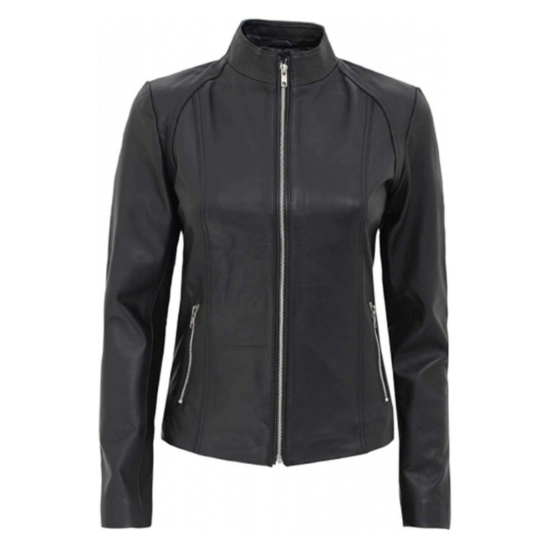 Women's Classic-Fit Lambskin Zip Jacket