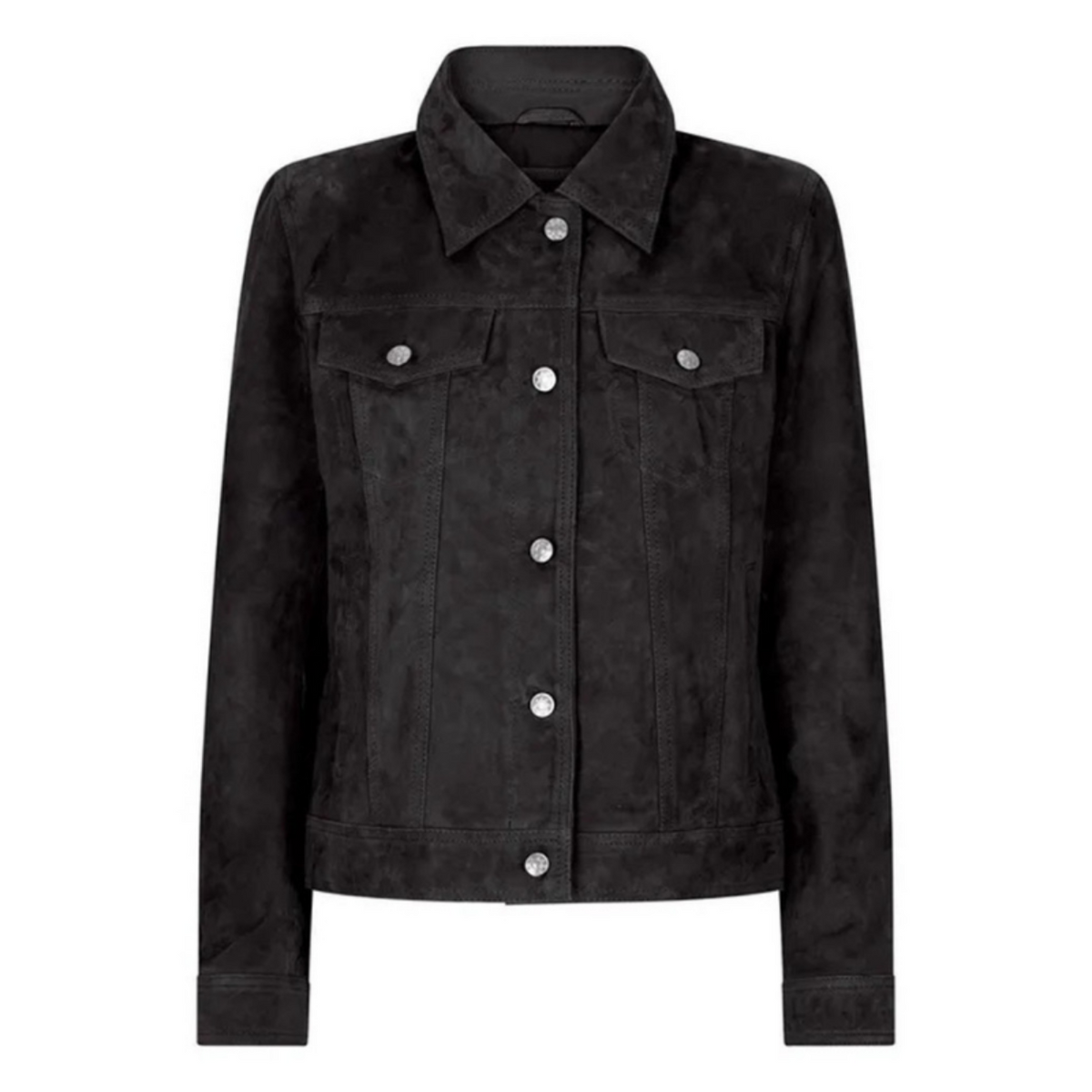 Women's Vintage Suede Button-Front Jacket | Black & Brown
