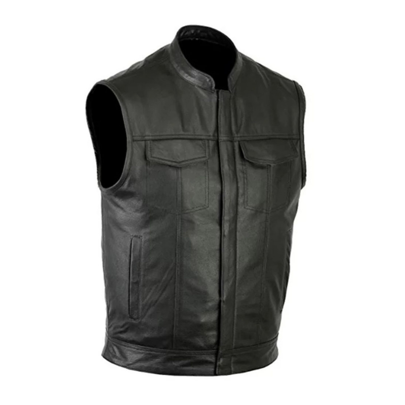 Women's Black Moto Vest - Leather Options