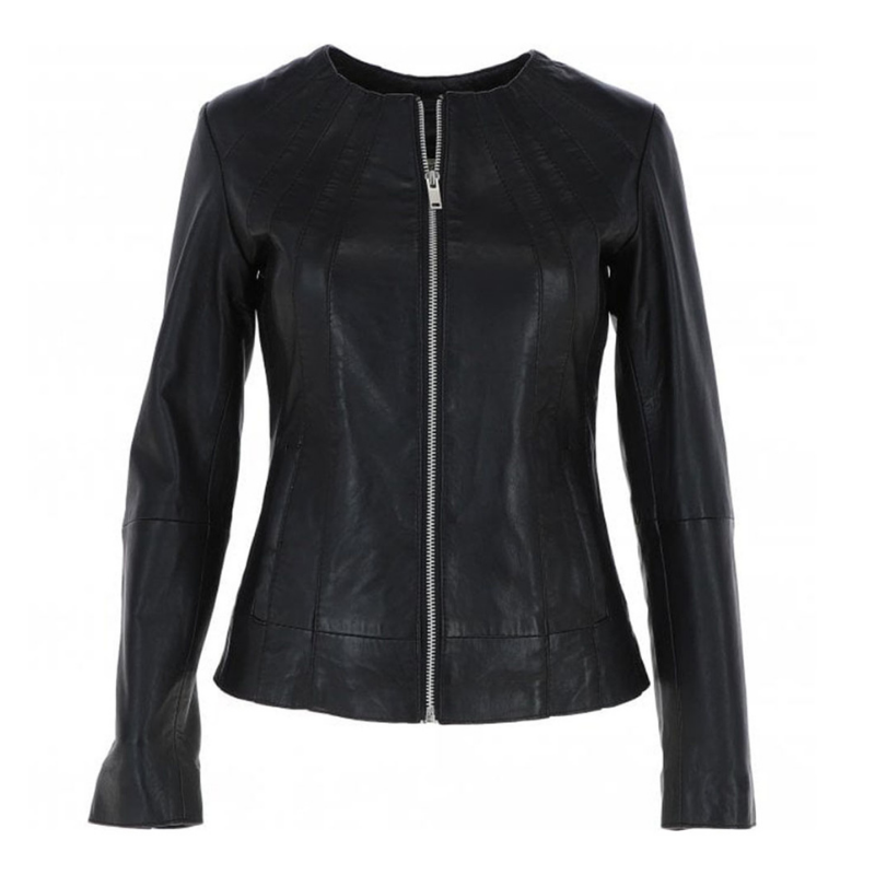 Women's Quilted Black Leather Biker Jacket