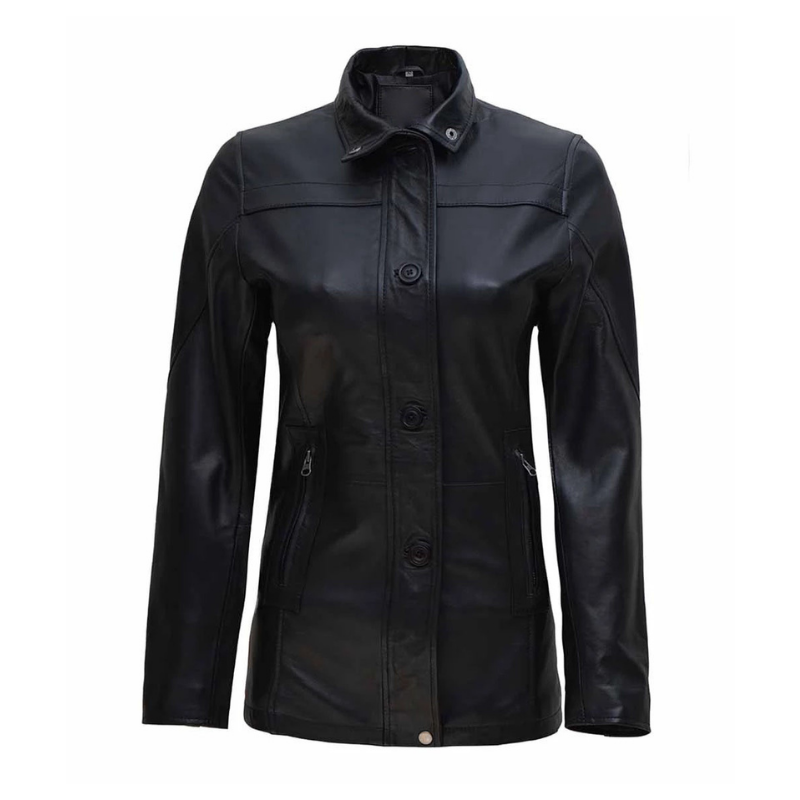 Women's Three-Quarter Leather Zip Coat