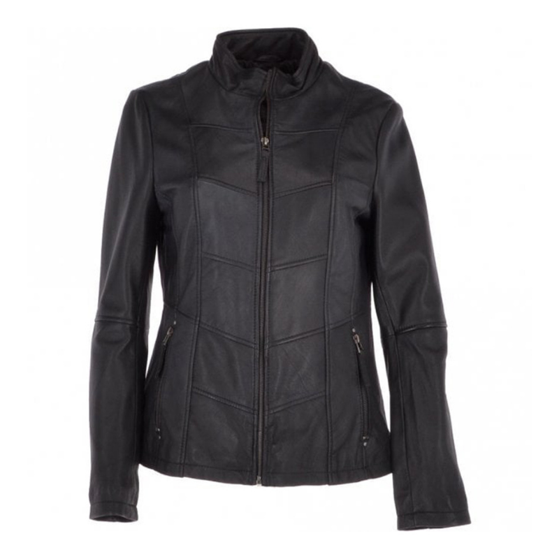 Women's Chevron Leather Biker Jacket