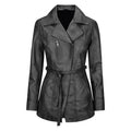 Women's Belted Leather Biker Jacket