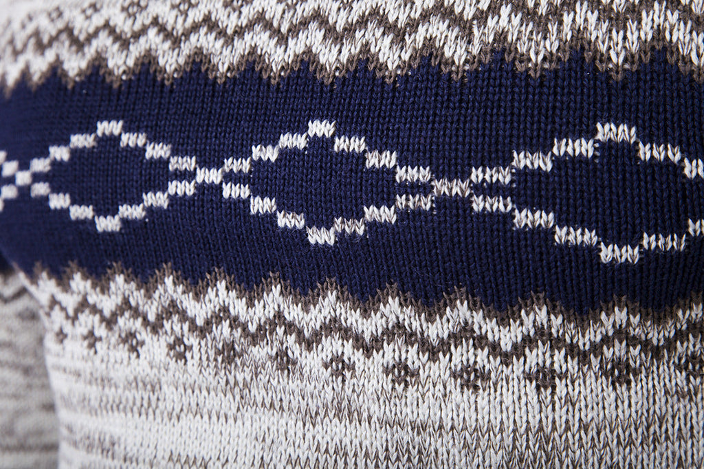 Ethnic Style Color Block Sweater – Warm Knit Pullover