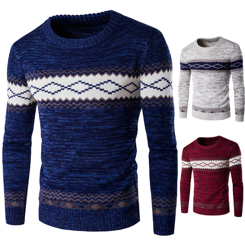 Ethnic Style Color Block Sweater – Warm Knit Pullover