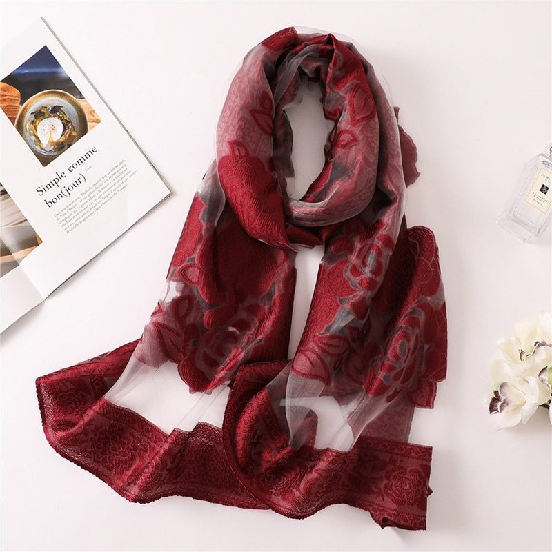 Women's Lightweight Embroidered Scarf - Spring Summer Beach Shawl and Wrap
