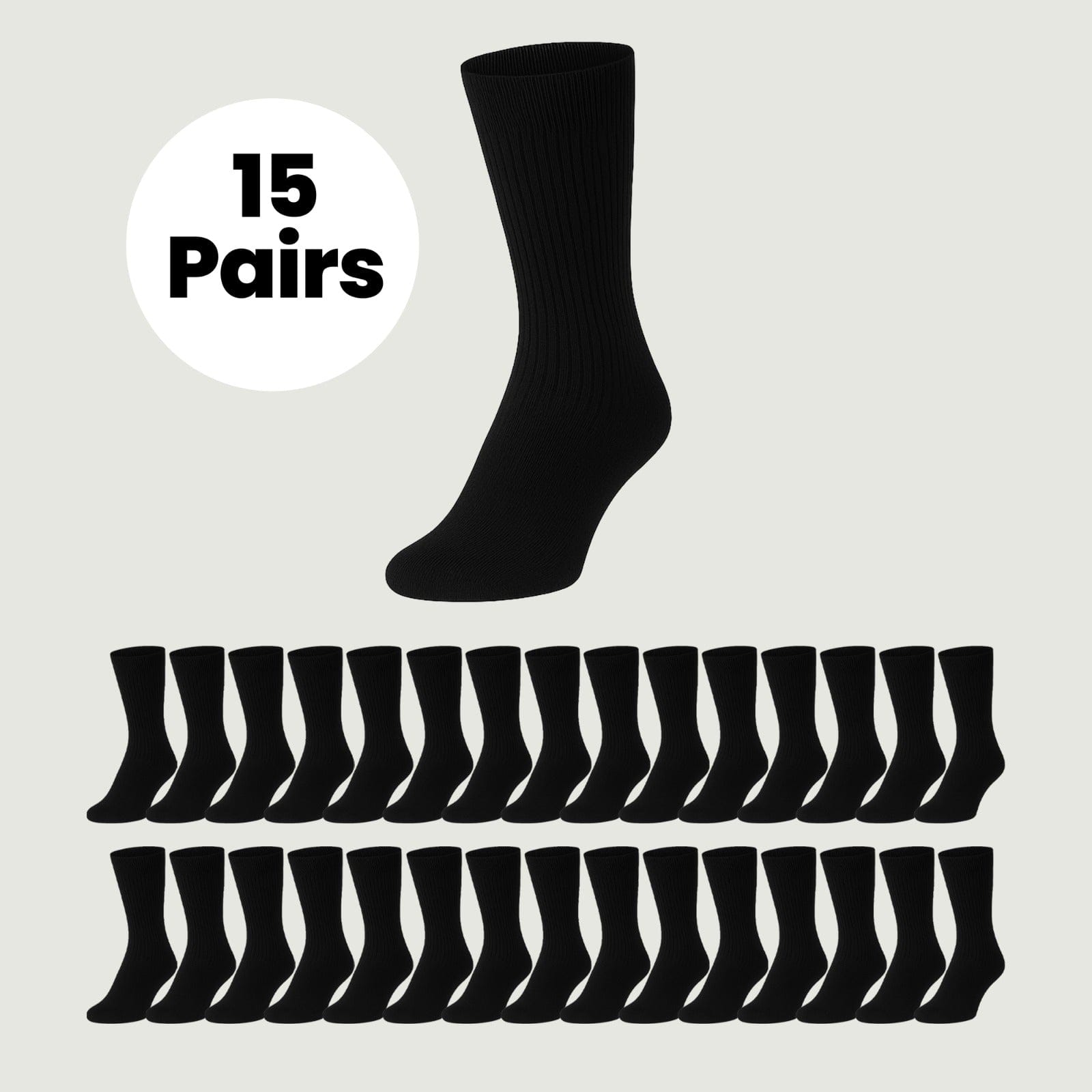 Sock Stack Mens Cotton Rich Performance Sport Socks 15 Pairs UK 6-11 Black Grey White Comfort Cuff Everyday Wear