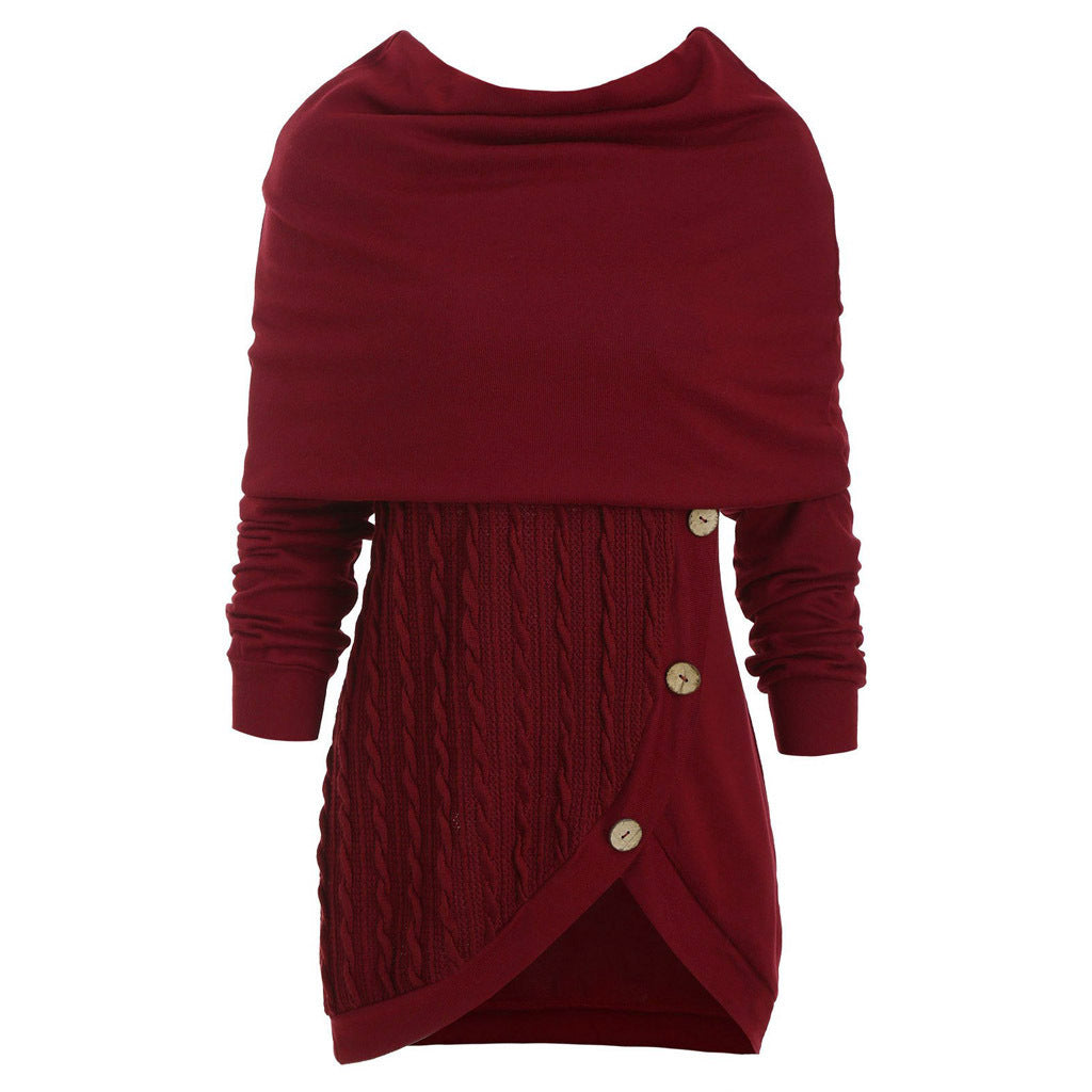 Pile pile collar hooded sweater