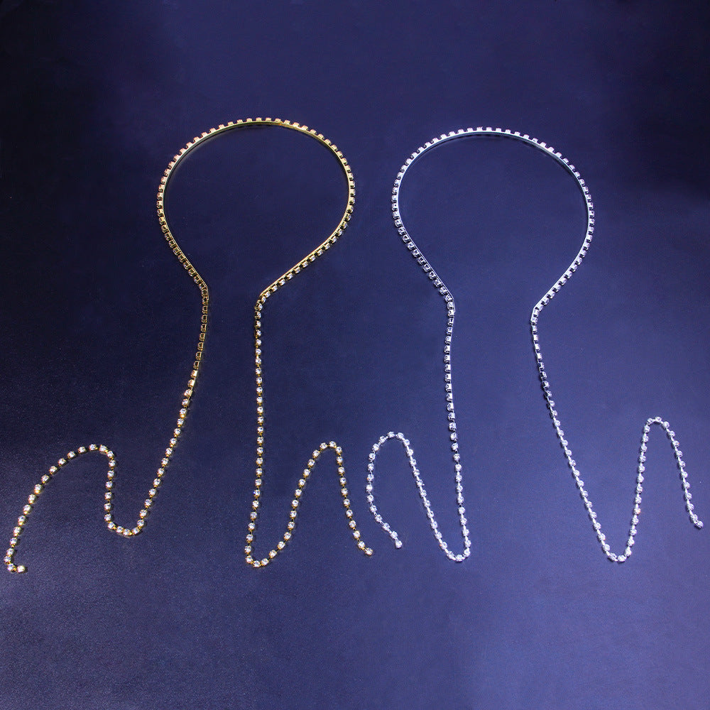Rhinestone Chain Headband for Women - Back-Hung Hairpin Style