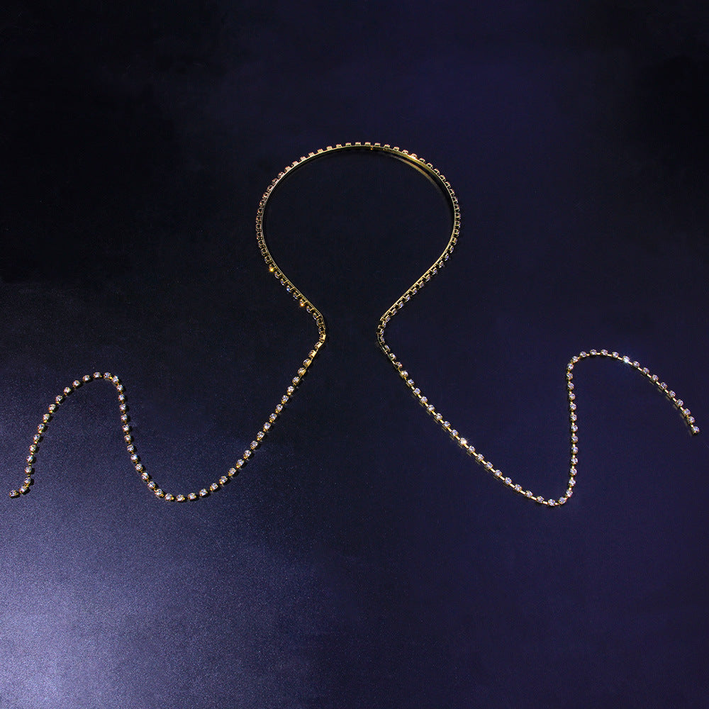 Rhinestone Chain Headband for Women - Back-Hung Hairpin Style