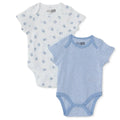 HelloBaby Boys 2-Pack Short Sleeve Bodysuits Striped with Poppers Envelope Neck Short Sleeve - Light Blue