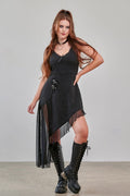 Banned Apparel Gothic Asymmetric Dress Mesh Hem Black