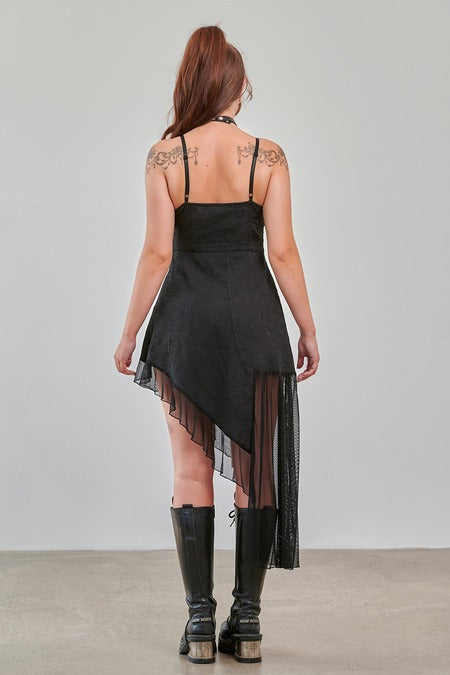 Banned Apparel Gothic Asymmetric Dress Mesh Hem Black