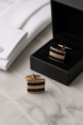 Rose Gold & Black Baguette Rectangular Cufflinks