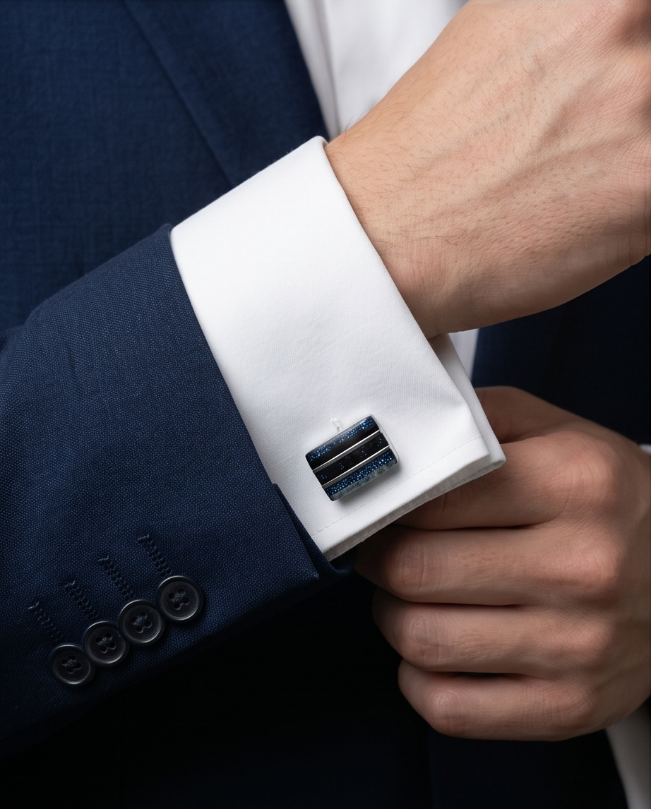 Midnight Nebula Rectangular Cufflinks