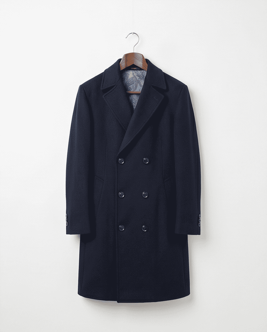 Classic Double-Breasted Wool Blend Overcoat