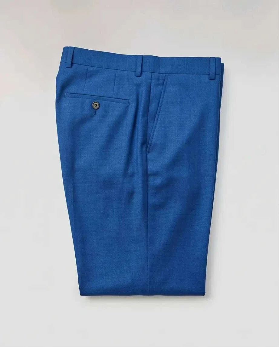 Cobalt Blue Tailored Wool Blend Trousers