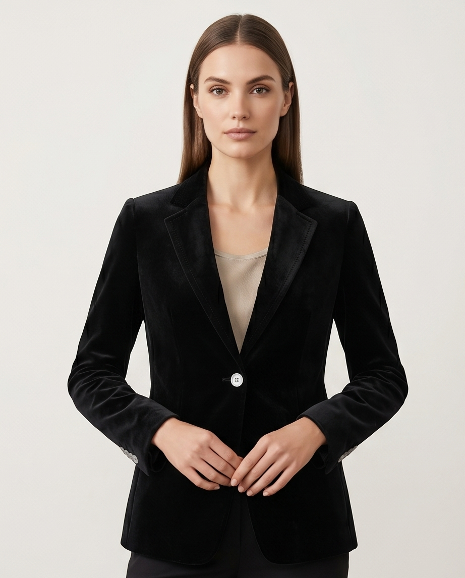 Women's Black Velvet Blazer