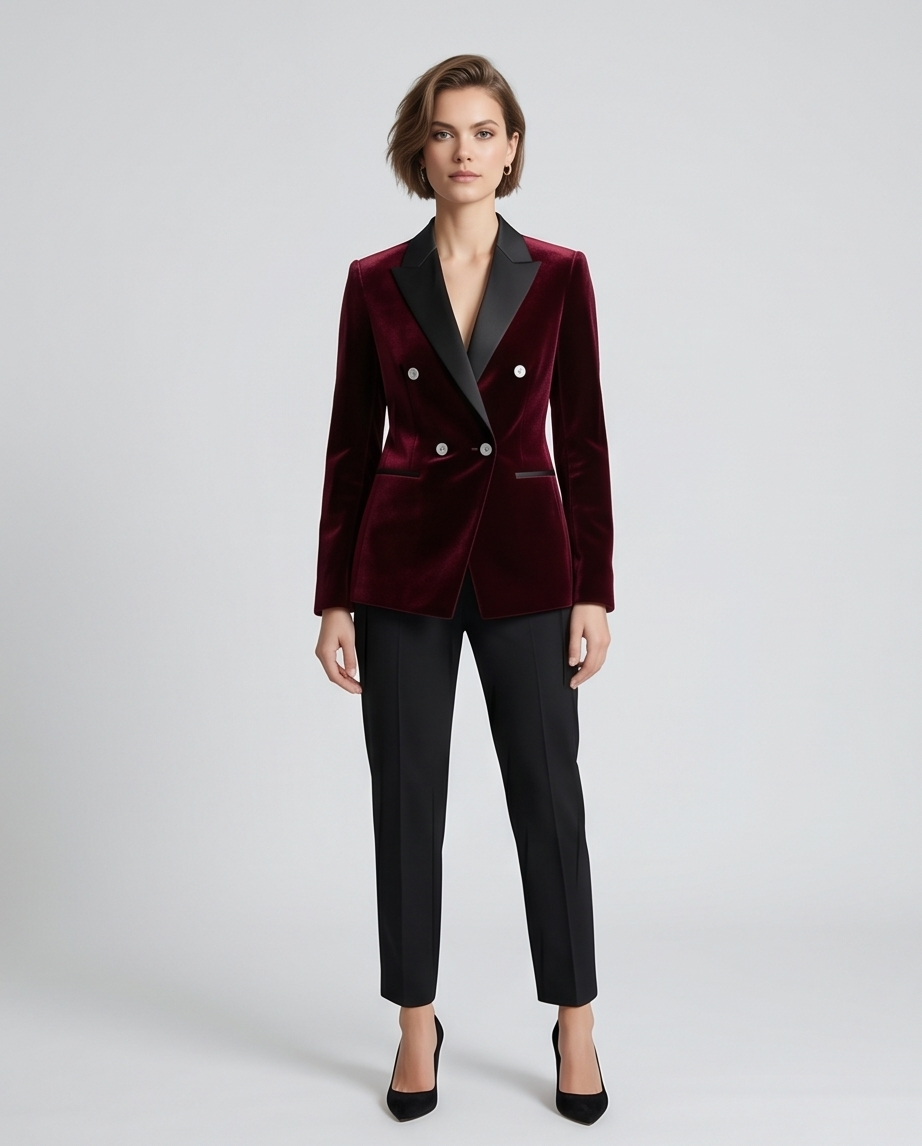 Burgundy Double Breasted Dinner Jacket
