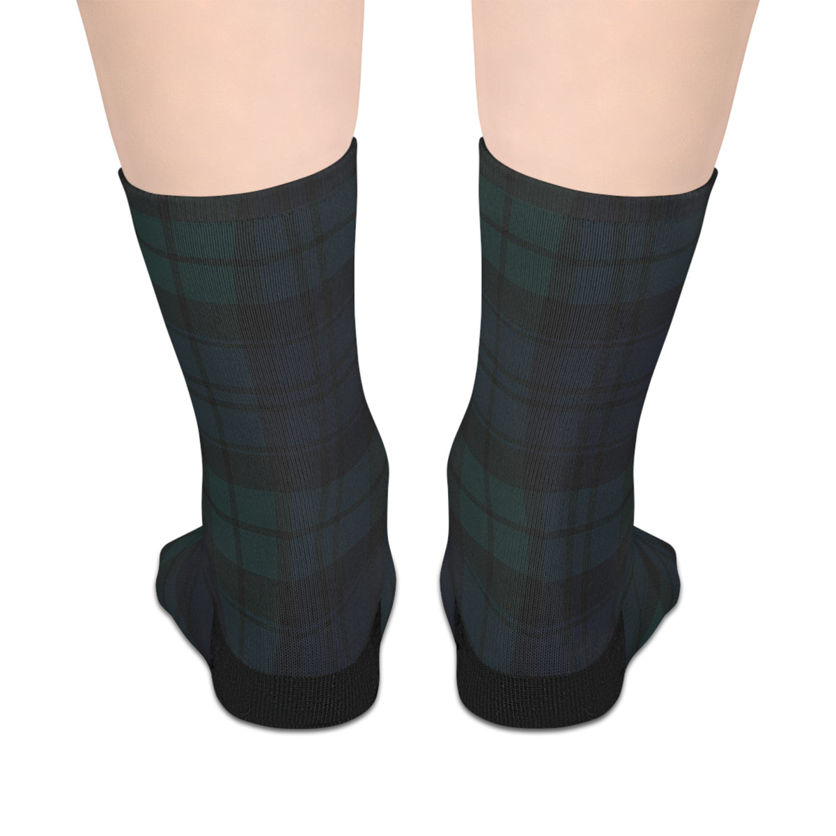 Black Watch Plaid Mid-Length Socks, Cozy Wear, Perfect for Gifting, Casual Comfort, Fall Fashion, Holiday Stocking Stuffers